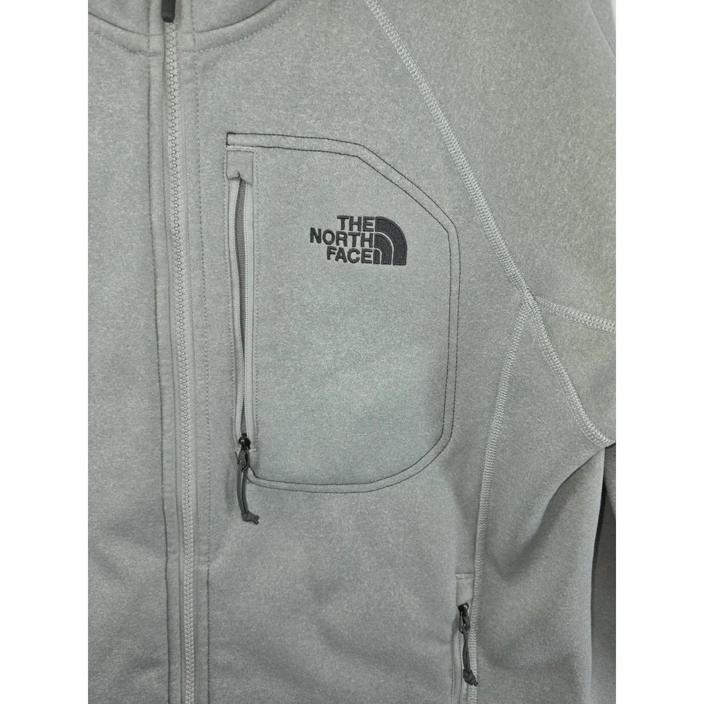 The North Face Mens Grey Full Zip Sherpa Lined Fleece Jacket Medium Mock Neck